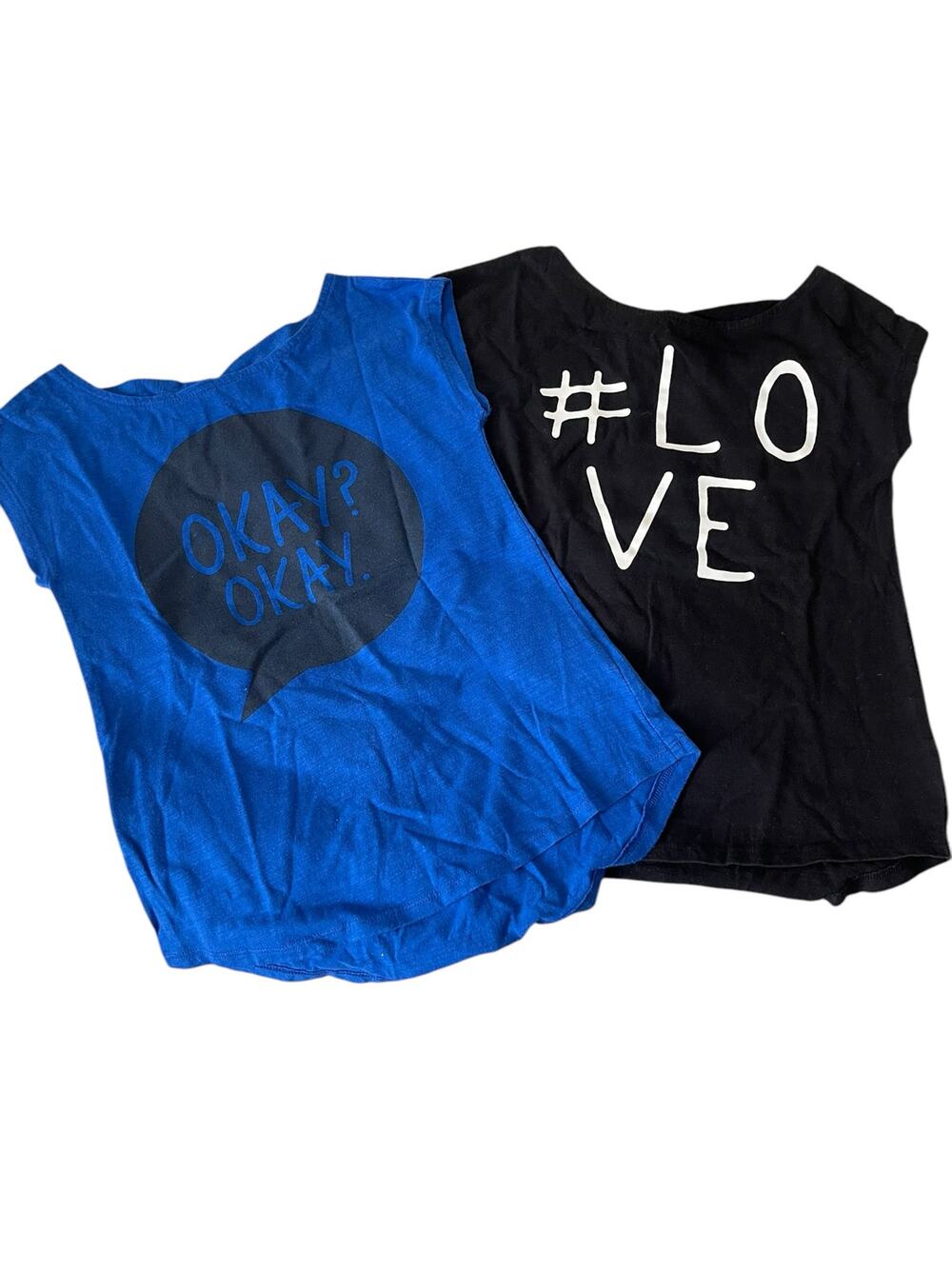 Total Girl Youth Girls Graphic T-Shirt Lot Love Okay Okay Short Sleeve Sz S 7/8
